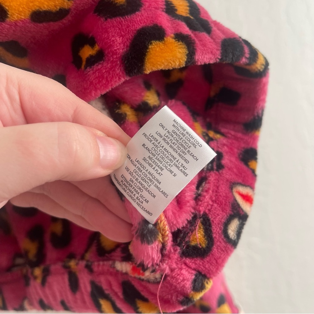 Paul Frank Retro Monkey Leopard Print Plush Pink Quater Zip Pullover Size Medium - Picture 7 of 7